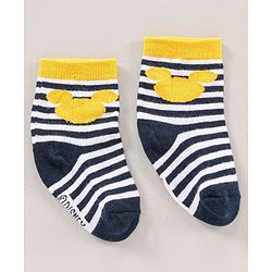 Cute Walk by Babyhug Ankle Length Antibacterial Socks Mickey Mouse & Stripes Design Pack Of 3 - Multicolor