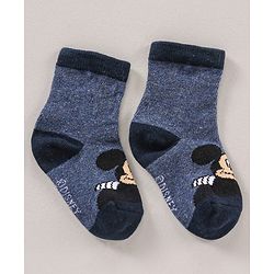 Cute Walk by Babyhug Ankle Length Antibacterial Socks Mickey Mouse & Stripes Design Pack Of 3 - Multicolor