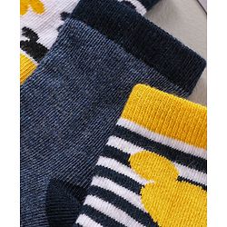 Cute Walk by Babyhug Ankle Length Antibacterial Socks Mickey Mouse & Stripes Design Pack Of 3 - Multicolor