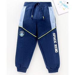 Babyhug Cotton Knit Full Length Text Printed Lounge Pant - Blue
