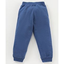Babyhug Cotton Full Length Ribbed Waist Lounge Pant Placement Print - Blue