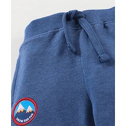 Babyhug Cotton Full Length Ribbed Waist Lounge Pant Placement Print - Blue