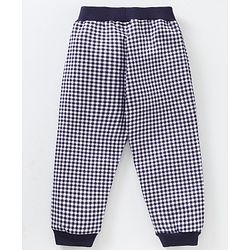 Babyhug Cotton Full Length Checks Lounge Pant - Navy Blue White