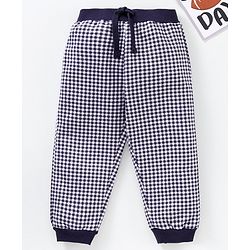 Babyhug Cotton Full Length Checks Lounge Pant - Navy Blue White