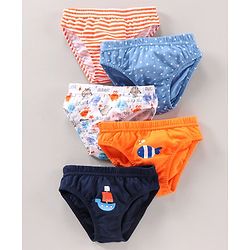 Babyhug  Cotton Stripes & Printed Briefs Pack of 5 - Multicolor
