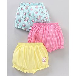 Babyhug Cotton Knit Bloomers Bunny Print Pack of 3 - Multicolour