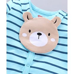 Babyhug 100% Cotton Full Sleeves Romper Bear Print - Blue
