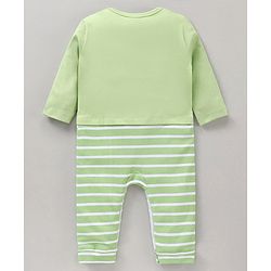 Babyhug 100% Cotton Full Sleeves Romper Bear Print - Green