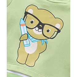 Babyhug 100% Cotton Full Sleeves Romper Bear Print - Green