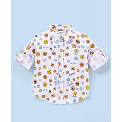 Babyhug Full Sleevesb Shirt Emoji Print - White