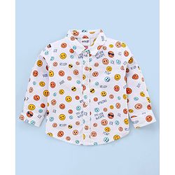 Babyhug Full Sleevesb Shirt Emoji Print - White
