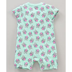 Babyhug 100% Cotton Half Sleeves Romper Kitty Print Pack of 2 - Light Blue Pink