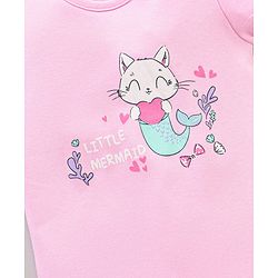 Babyhug 100% Cotton Half Sleeves Romper Kitty Print Pack of 2 - Light Blue Pink