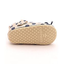 Cute Walk by Babyhug Party Booties with Velcro Closure Polka Dot with Bow - Golden