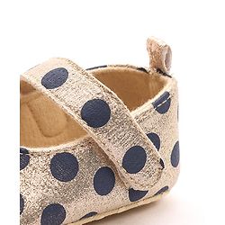 Cute Walk by Babyhug Party Booties with Velcro Closure Polka Dot with Bow - Golden