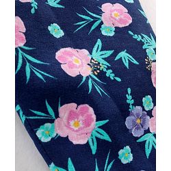 Babyhug Cotton knit Full Length Floral Printed Lounge Pant - Blue