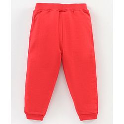 Babyhug Full Length Cotton Lounge Pant with Ribbed Waist - Red