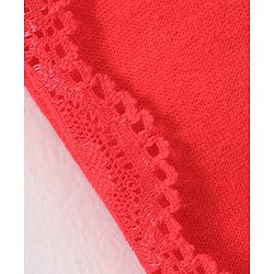 Babyhug Full Length Cotton Lounge Pant with Ribbed Waist - Red
