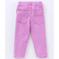 Babyhug Full Length Cotton Lycra Jeggings Foil Print- Violet