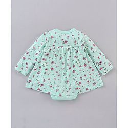 Babyhug Full Sleeves 100% Cotton Onesies Floral print Print - Green