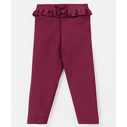 Babyhug Cotton Lycra Full length Solid Color Legging - Red