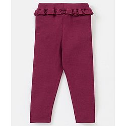 Babyhug Cotton Lycra Full length Solid Color Legging - Red