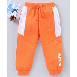 Babyhug Full Length Lounge Pant Text Print - Orange