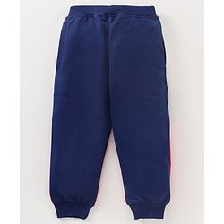 Babyhug Cotton Knit Full Length Track Pants Text Print - Blue Grey Red