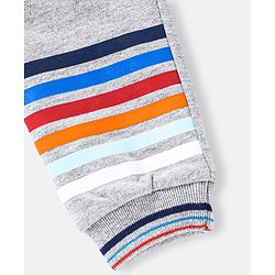 Babyhug Full Length Cotton Striped and Solid Colour Lounge Pant - Grey