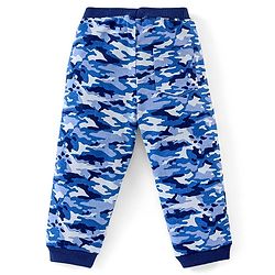 Babyhug Cotton Full Length Ribbed Waist Track Pant Camouflage Pattern - Blue