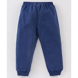 Babyhug Cotton Full Length Ribbed Waist Track Pant Text Print - Navy