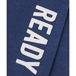 Babyhug Cotton Full Length Ribbed Waist Track Pant Text Print - Navy