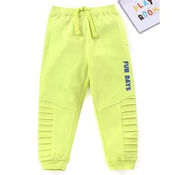 Babyhug Cotton Full Length Lounge Pants Text Print- Lime