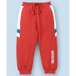Babyhug Full Length Cotton Text Printed Lounge Pant - Rust