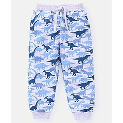 Babyhug Full Length Cotton Dino Printed Lounge Pant - Blue