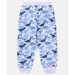 Babyhug Full Length Cotton Dino Printed Lounge Pant - Blue