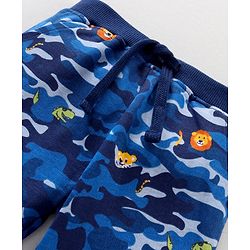 Babyhug Cotton Knit Full Length Animal Printed Lounge Pant - Blue