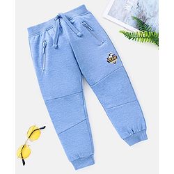 Babyhug Full Length Cotton Football Print Lounge Pant with Zipper Pockets - Blue