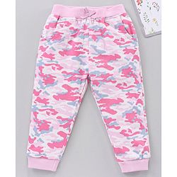 Babyhug Cotton Full Length Lounge Pants Camouflage Print - Pink Blue