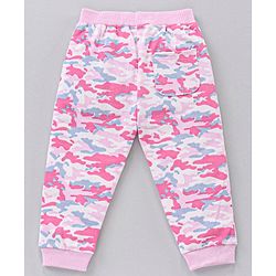 Babyhug Cotton Full Length Lounge Pants Camouflage Print - Pink Blue