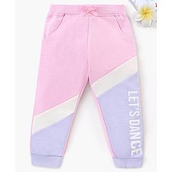 Babyhug Full Length Cotton Lounge Pants Learn Dance Print - Pink