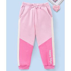 Babyhug Cotton Knit Full Length Lounge Pant Text Print - Pink