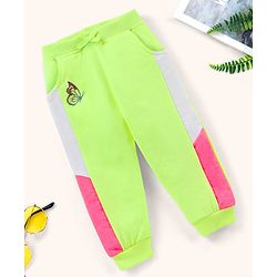 Babyhug Cotton Knit Full Length Lounge Pant Butterfly Print - Lime