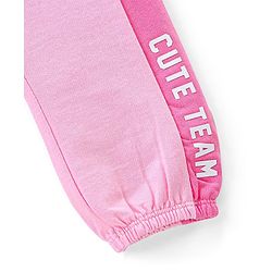 Babyhug Cotton Full Length Lounge Pants Text Print - Pink