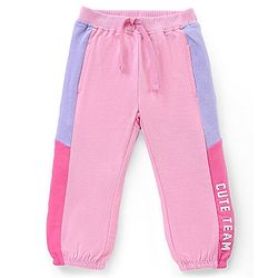 Babyhug Cotton Full Length Lounge Pants Text Print - Pink