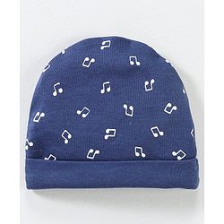 Babyhug 100% Cotton Cap Mitten & Booties Navy Blue - Diameter 9.5 cm