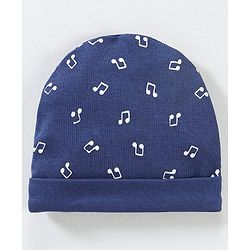 Babyhug 100% Cotton Cap Mitten & Booties Navy Blue - Diameter 9.5 cm