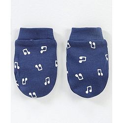Babyhug 100% Cotton Cap Mitten & Booties Navy Blue - Diameter 9.5 cm