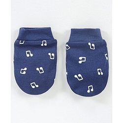 Babyhug 100% Cotton Cap Mitten & Booties Navy Blue - Diameter 9.5 cm