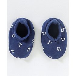 Babyhug 100% Cotton Cap Mitten & Booties Navy Blue - Diameter 9.5 cm
